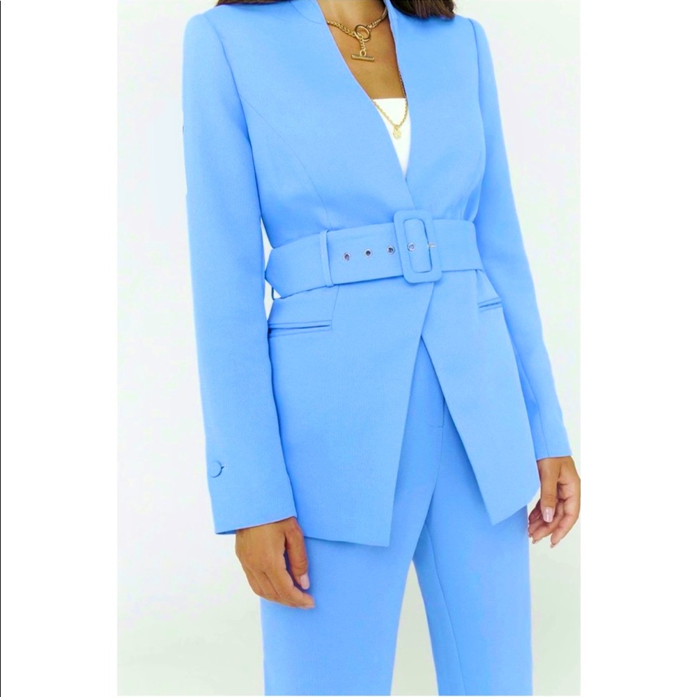 SHEIKE AU, BLAZER W BELT, BLUE